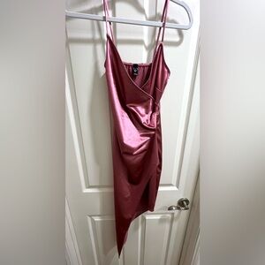 Pink Satin Wrap Dress